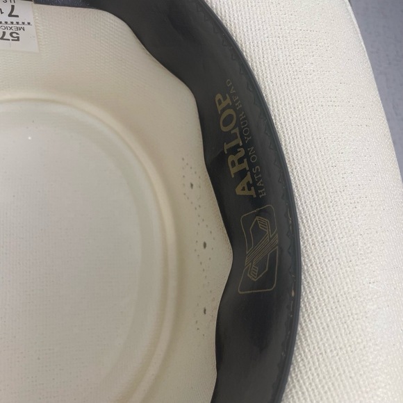 Arlop Vintage Coated Straw Banded Hat size 7 1/8 Mexico White Ivory - Picture 7 of 10